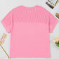 Bonbon Corded Patchwork Pocketed Plus Size T Shirt