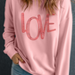 Pink LOVE Graphic Drop Shoulder Valentines Pullover Sweatshirt