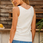 White U Neck Eyelet Accent Sweater Vest