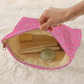 Bright Pink Valentines Fashion Bow Print Ribbed Storage Bag