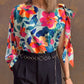 Floral Print  One Shoulder Tied Detail Blouse Casual Looose Fit Top