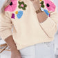 Beige Plus Size Crochet Flower Pullover Sweater