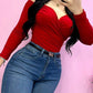 Off the Shoulder Wrap Skinny T Shirt Sexy Long Sleeve Bodysuit Top