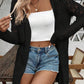 Black Crochet Hollow Out Open Front Cardigan