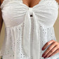 Knotted Eyelet Embroidery Tank Top