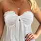 Knotted Eyelet Embroidery Tank Top