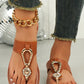 Thai Curry Rhinestone Decor Clip Toe Faux Leather Flat Slippers