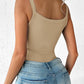 U Neck Sleeveless Ribbed Bodysuit
