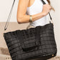 Black Quilted Patchwork Large Tote Bag and Clutch 2pcs Set