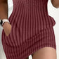 Pocket Design Ribbed Tank Dress Sleeveless Button Front Pullover Bodycon Mini Dresses