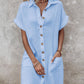 Buttoned Pocket Design Casual Shirt Dress