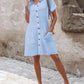Buttoned Pocket Design Casual Shirt Dress