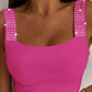 Rhinestone Embellished Thick Strap Tank Top