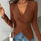 V Neck Overlap Asymmetrical Long Sleeve Top