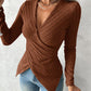 V Neck Overlap Asymmetrical Long Sleeve Top