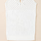 White Eyelet Knit Tied Back Short Sleeve Sweater