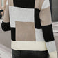 Black Plaid Patchwork Long Sleeve Knitted Sweater