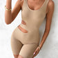 Cutout U Neck Rib Knit Romper