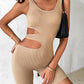 Cutout U Neck Rib Knit Romper