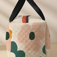 White Flower Print Quilted Large Duffel Bag