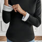 Black Mock Neck Thermal Lined Long Sleeve Tee