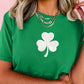 Bright Green Embroidered Clover Pattern St Patrick Tee