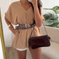 Solid Color Off the Shoulder Split Sleeve Versatile Blouse Top