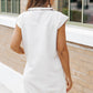 White Textured Half Zip Collared Cap Sleeve Mini Dress