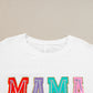 White MAMA Chenille Patched Crew Neck T Shirt