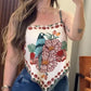 Floral Print Spaghetti Strap Bandeau Tied Detail Tank Sexy Backless Vacation Top