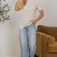 Beige Hollow Out Crochet O Neck Short Sleeve Sweater Tee