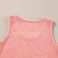 Fushia Solid Color Textured U Neck Slim Tank Top