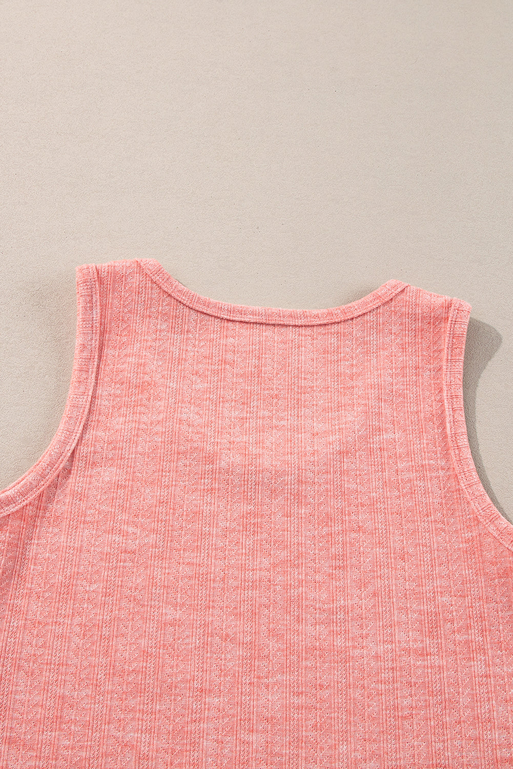 Fushia Solid Color Textured U Neck Slim Tank Top
