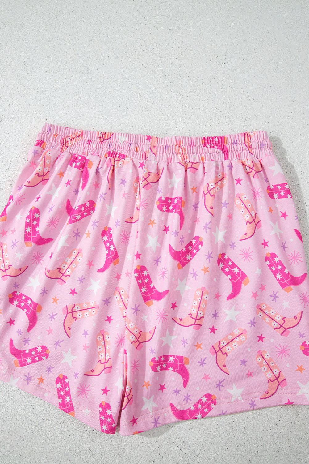 Pink Western Boots Printed Short 2pcs Lounge Set