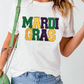 White Chenille MARDI GRAS Patched Graphic T Shirt