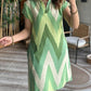 Chevron Print Colorblock Pocket Design Casual Dress