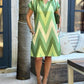 Chevron Print Colorblock Pocket Design Casual Dress