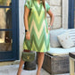 Chevron Print Colorblock Pocket Design Casual Dress