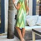 Chevron Print Colorblock Pocket Design Casual Dress