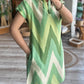 Chevron Print Colorblock Pocket Design Casual Dress