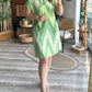Chevron Print Colorblock Pocket Design Casual Dress