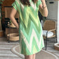 Chevron Print Colorblock Pocket Design Casual Dress
