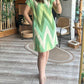 Chevron Print Colorblock Pocket Design Casual Dress