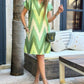 Chevron Print Colorblock Pocket Design Casual Dress