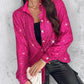 Allover Sequin Button down Long Sleeve Shirt Top