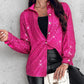 Allover Sequin Button down Long Sleeve Shirt Top