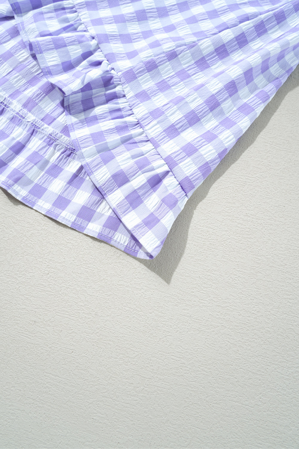 Lavendula Plaid Ruffle Wide Short Sleeve Babydoll Mini Dress