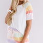 White Rainbow Striped T Shirt and Shorts Set