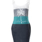 Live Simple Coconut Tree Print Colorblock Casual Dress