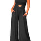 Black Peekaboo Wide Leg Square Neck Sleeveless Jumpsuit